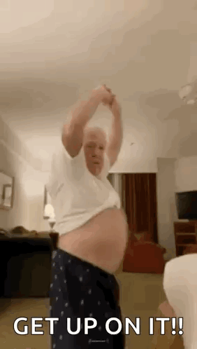 Older Man Dancing In Pajamas And White Shirt GIF