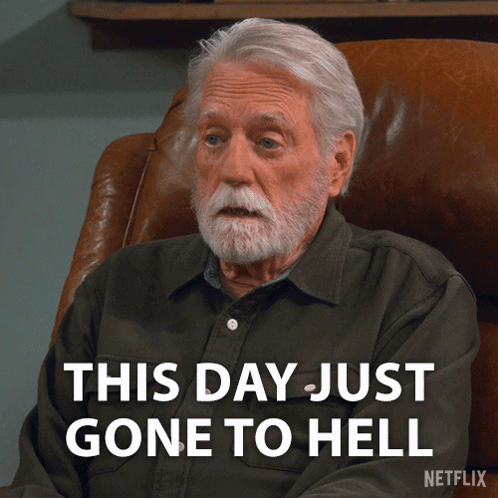 Older Man in Chair This Day Just Gone to Hell