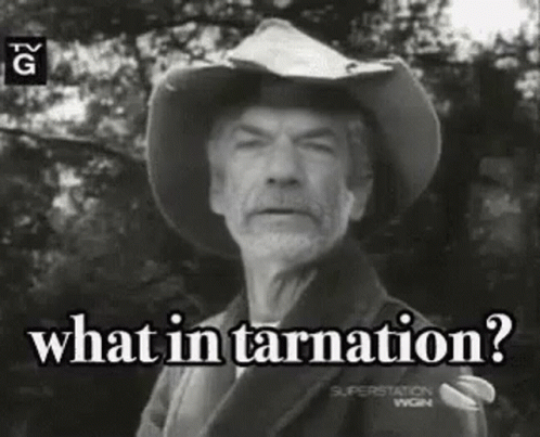 Older Man in Cowboy Hat Saying What in Tarnation