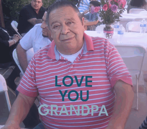 Older Man In Pink Love You Grandpa Shirt GIF