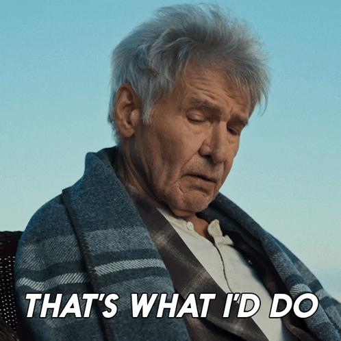 Older Man With Plaid Blanket Says That's What I'd Do