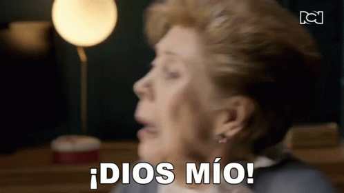 Older Woman Making Funny Face Saying Dios Mio
