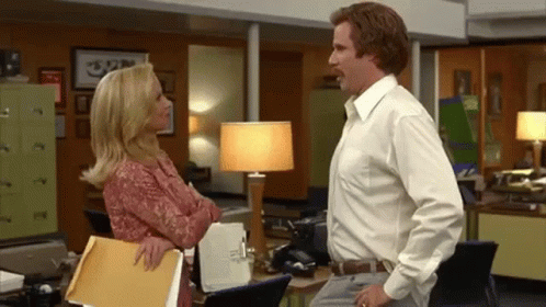 Anchorman Will Ferrell And Christina Applegate Flirting GIF