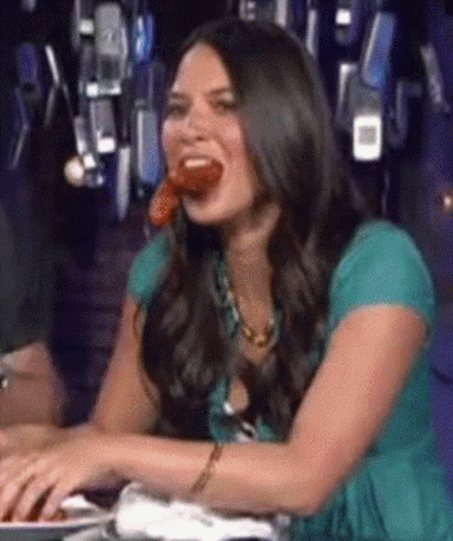 Olivia Munn Eating Sausages GIF