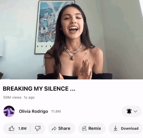 Olivia Rodrigo Breaking My Silence Youtube Video Parody GIF