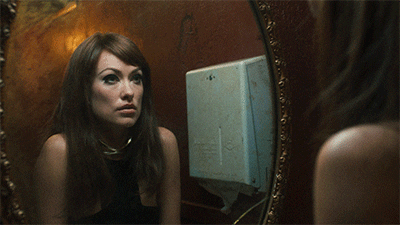 Olivia Wilde Talk To Herself In The Mirror GIF