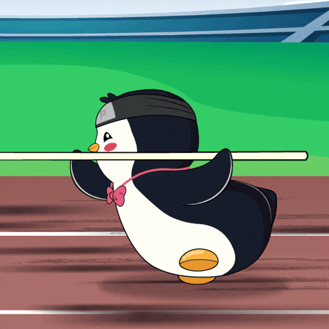 Olympic Pole Vault Penguin Jump GIF