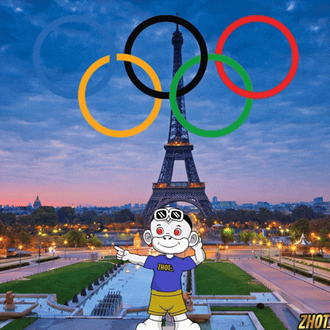 Olympic Rings Dancing On Eiffel Tower GIF