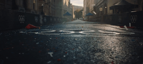 Olympic Rings Drawn On The Road GIF