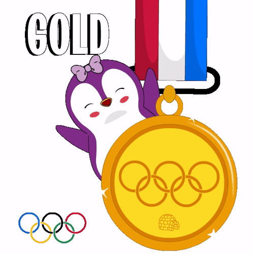 Olympic Rings Gold Medalist Penguin GIF