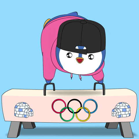 Olympic Rings Penguin Gymnast GIF