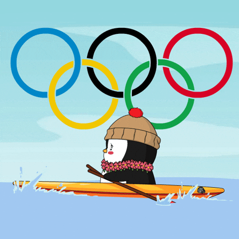 Olympic Rings Rowing Penguin GIF