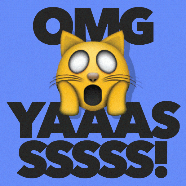 Omg Yasssss Shocked Kitty Flashing Rainbow Background GIF