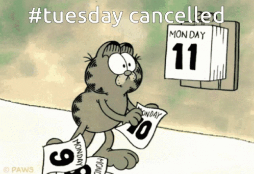 On A Tuesday Garfield Ripping Calendar Days GIF