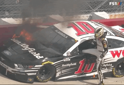 On Fire Car On Nascar Crash GIF
