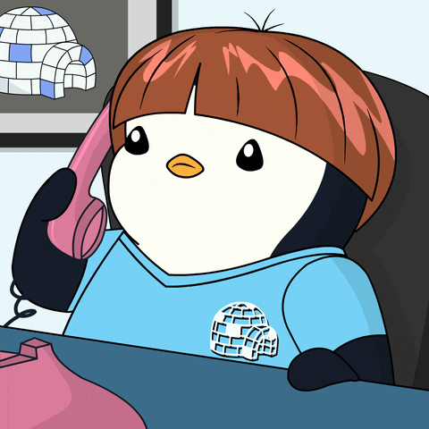 On Hold Pudgy Penguin With Hair GIF