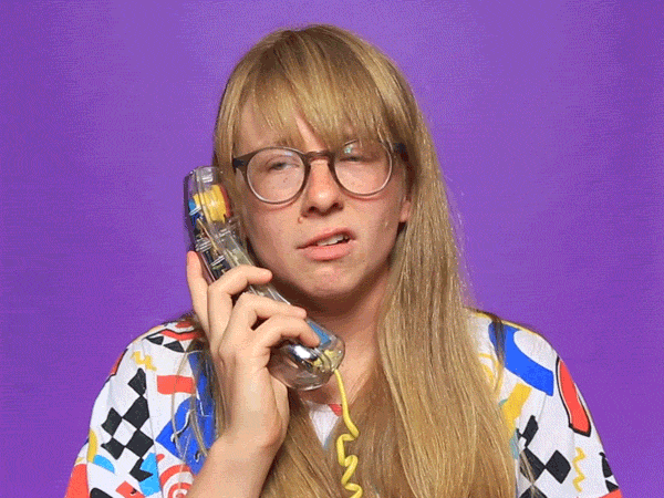 On Hold Woman Shaking Her Head GIF