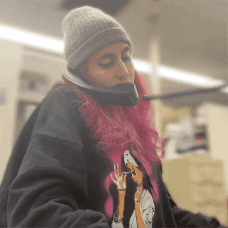 On Hold Woman With Dyed Hair GIF