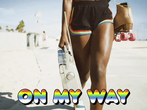 On My Way Woman With Radio GIF