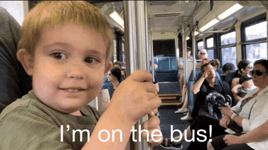 On The Bus Happy Boy Smiling Meme GIF