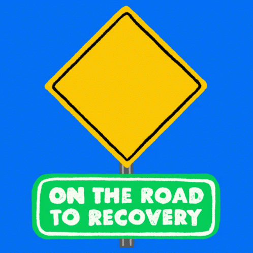On the Road to Recovery Sign With Snake