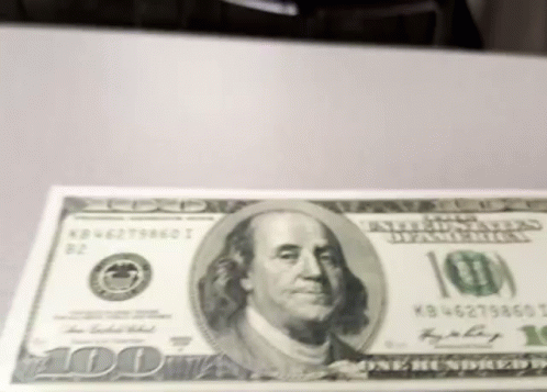One Hundred Dollar Bill With Franklin GIF