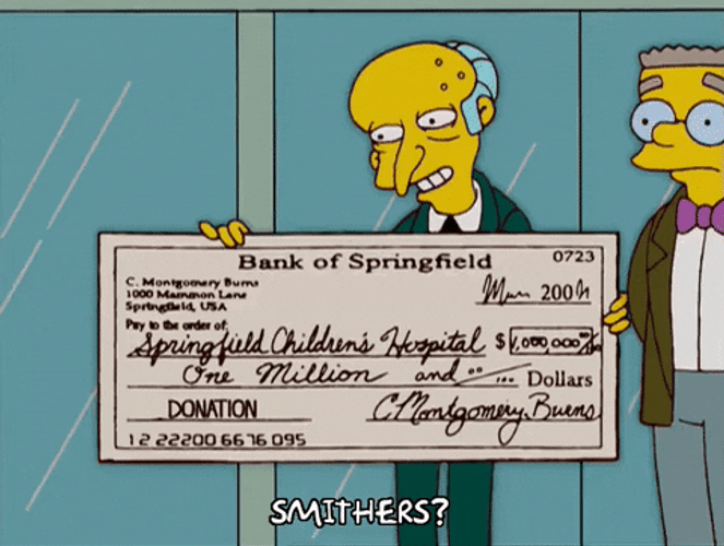 One Million Dollars Donation The Simpsons GIF