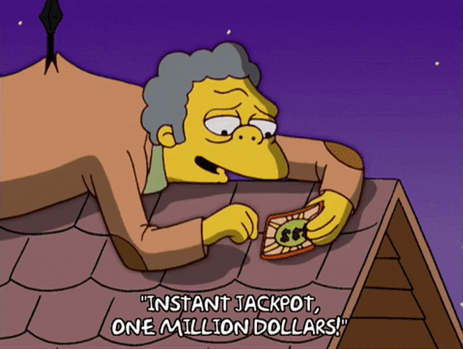 One Million Dollars Jackpot Moe Simpsons GIF