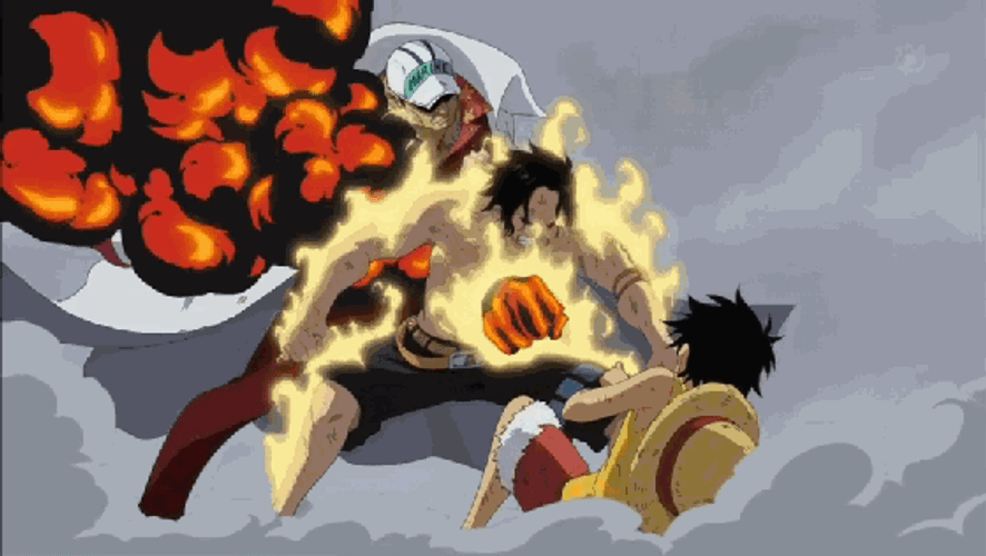 One Piece Ace In A Fiery Fight GIF