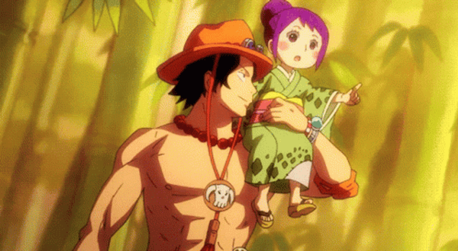 One Piece Ace Laughing With A Kid GIF