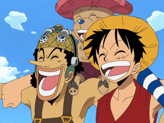 One Piece Characters Laughing GIF