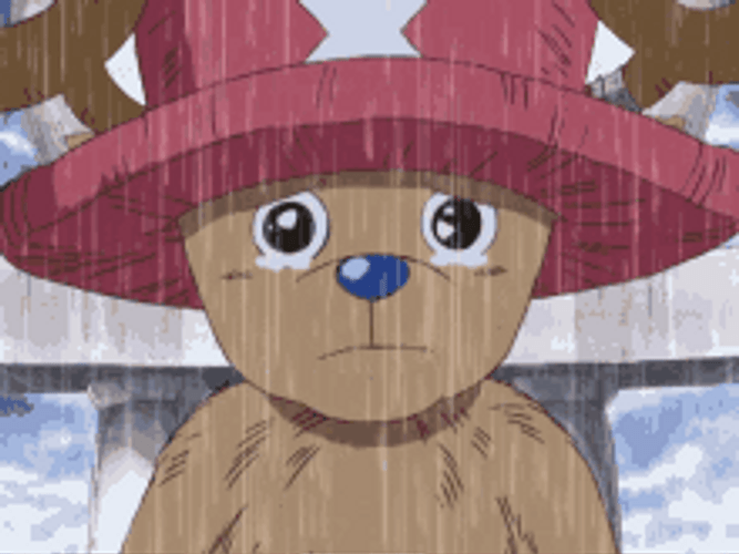 One Piece Chopper Crying Under Rain GIF