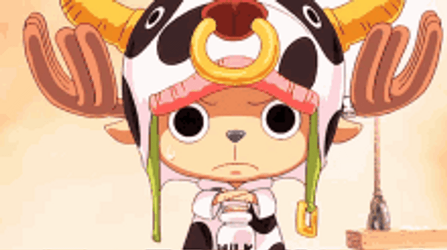 One Piece Chopper Cute Cow Hat GIF