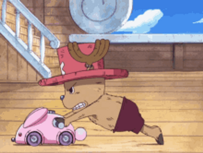 One Piece Chopper Playing Mouse Car GIF