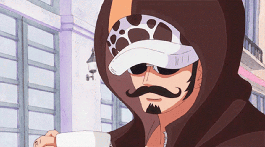 One Piece Law Drinking Coffee GIF.