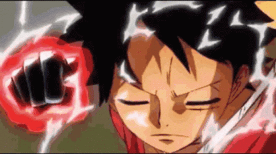 One Piece Luffy Activating Fourth Gear GIF.