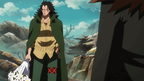 One Piece Monkey D Dragon Holding Bouquet GIF