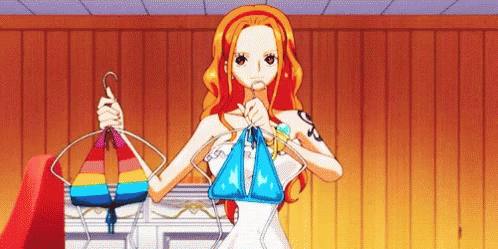 One Piece Nami Choosing Clothes GIF