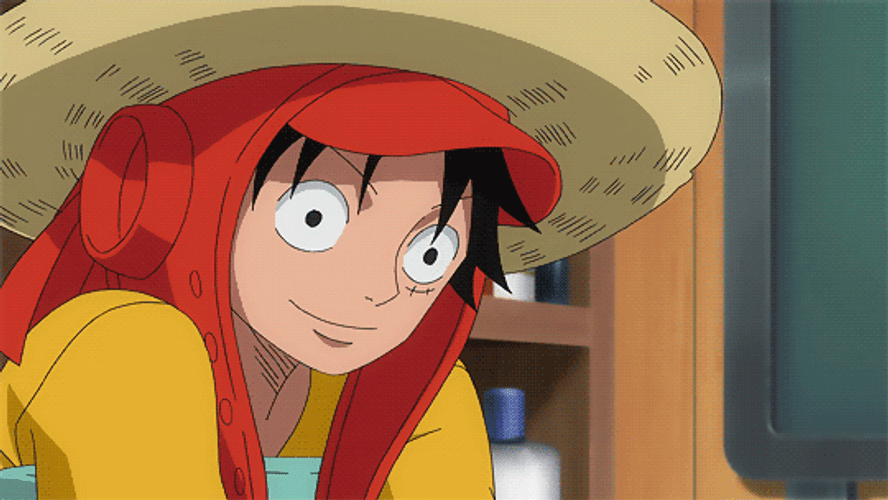 One Piece Smiling Straw Hat Luffy GIF.