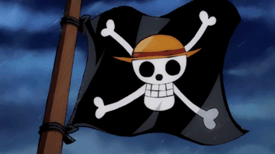 One Piece Straw Hat Flag GIF.