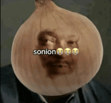 Onion With Man's Face and Sonion Text