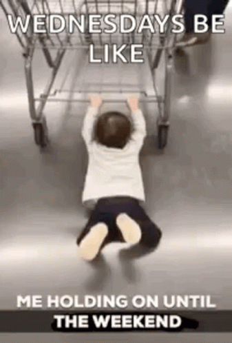 Only Wednesday Push Cart Holding On Until Weekend GIF