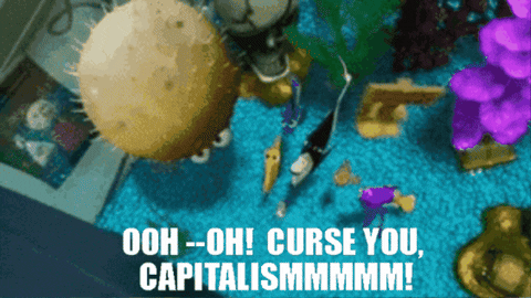 Ooh Oh Curse You Capitalism White on Blue
