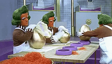 Oompa Loompas And The Giant Eggs GIF