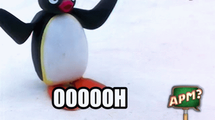 Oooh A Penguin Reaction After He Saw Something GIF