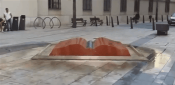 Open Book Water Fountain GIF