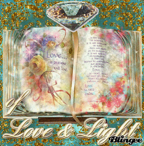 Open Book with Diamond Love and Light