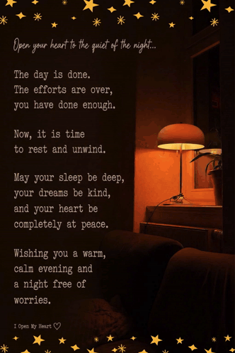 Open Your Heart to the Quiet of the Night Greeting Card