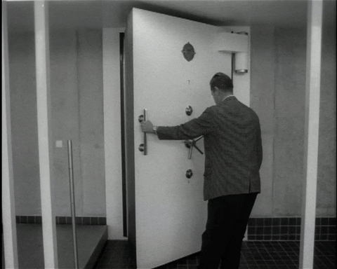 Opening Massive Safe Black And White GIF
