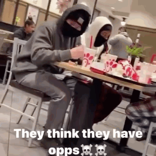 Opps Eating At Fastfood GIF